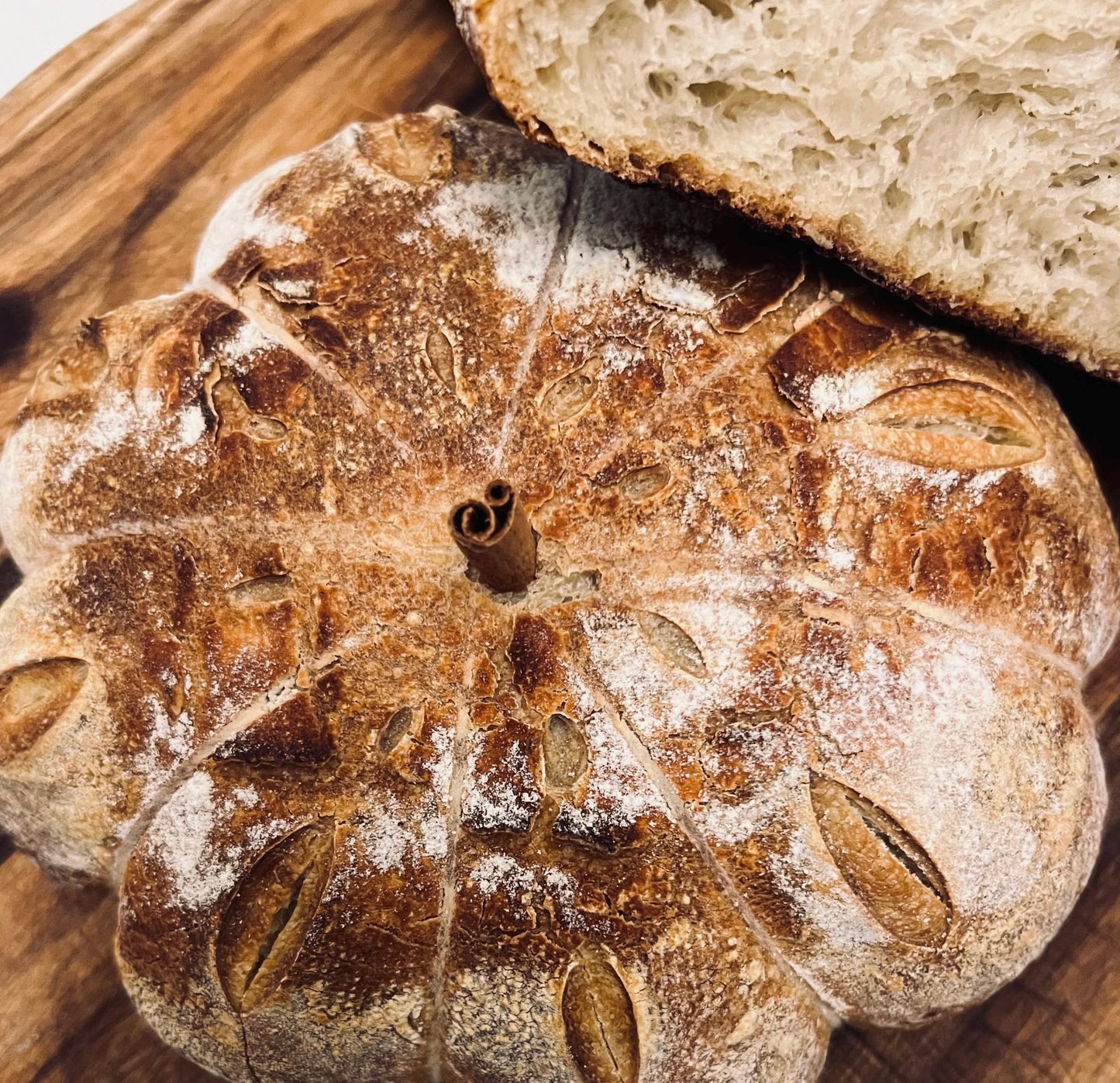 Pumpkin shaped organic sourdough loaf