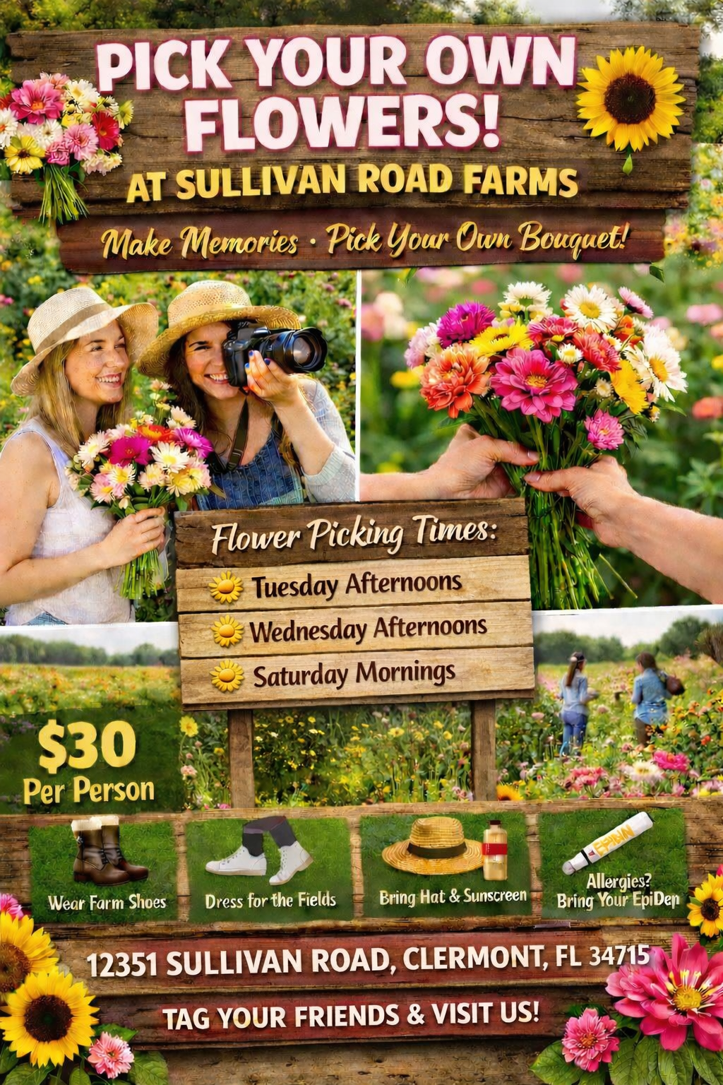 🌸 PICK YOUR OWN FLOWERS AT SULLIVAN ROAD FARMS 🌸
Skip the grocery store bouquet…
Come make your own 💐✨
Our U-Cut Flower Experience is the perfect excuse to get outside, wander the flower fields, snap some beautiful photos, and head home with a bouque