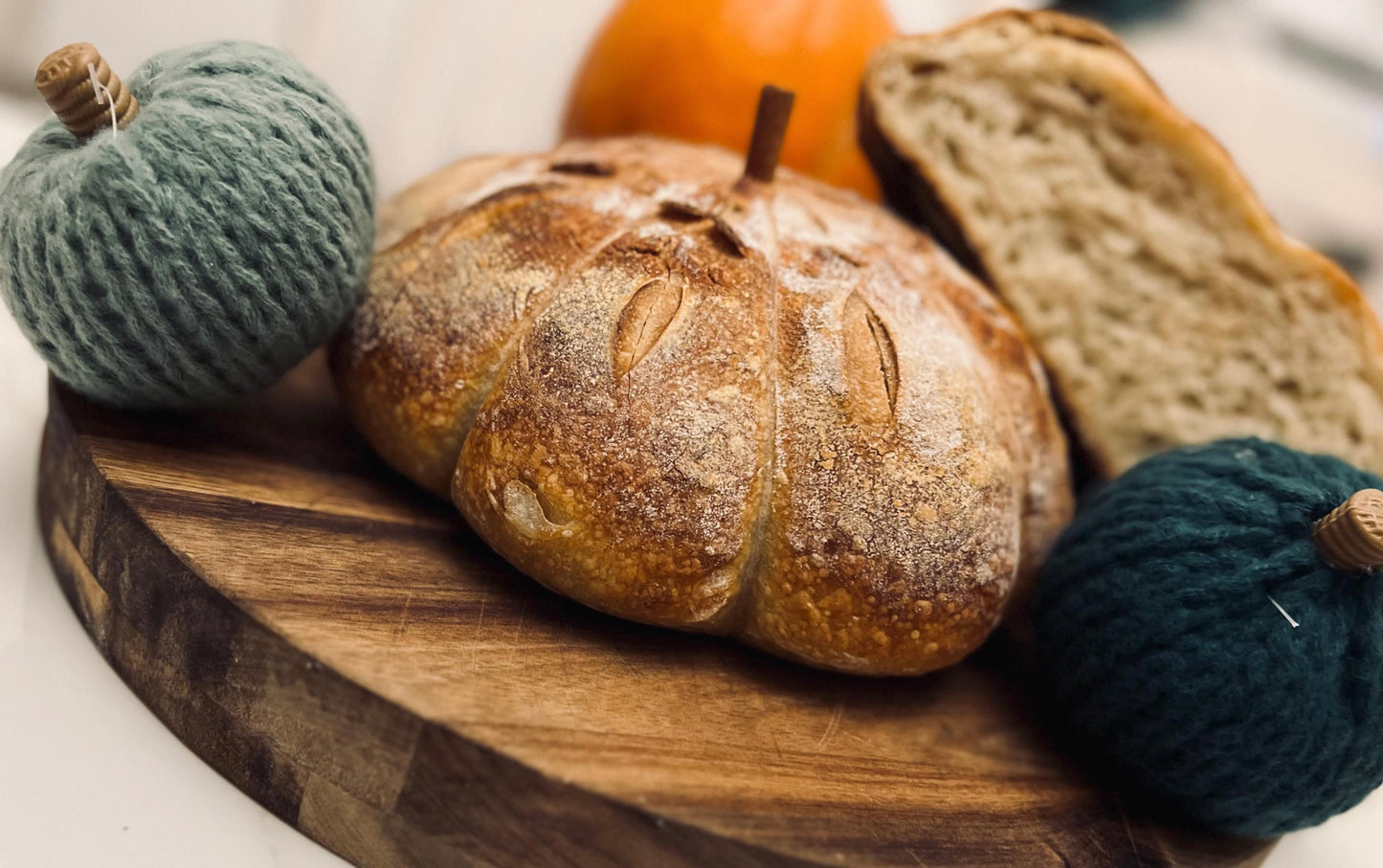 Pumpkin shaped organic sourdough loaf